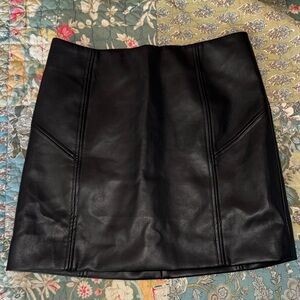 bagatelle Black Faux Leather Mini Skirt with Vertical Paneling